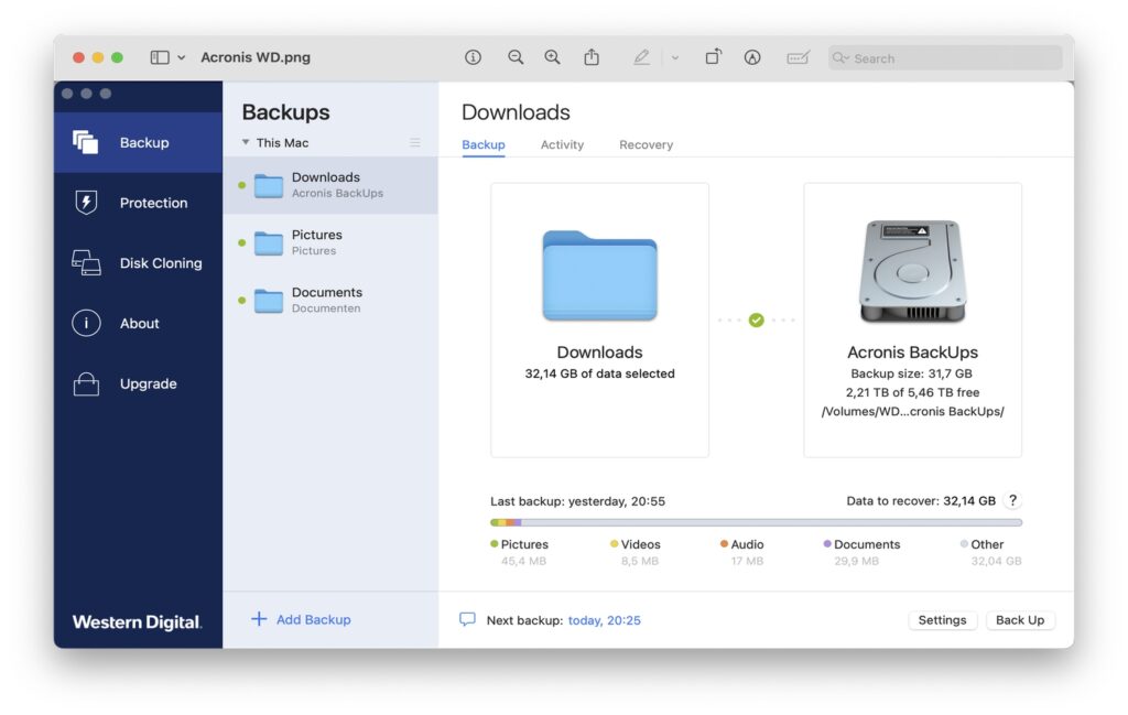Acronis WD shadow Acronis WD shadow